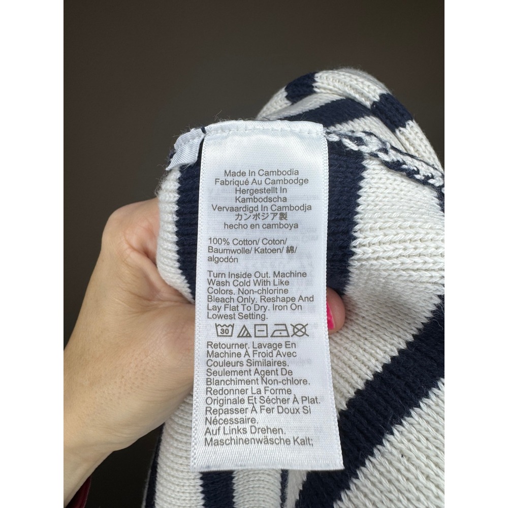 J.Crew Striped Cardigan Navy White Gold Button Crop Sweater - Picture 3 of 5